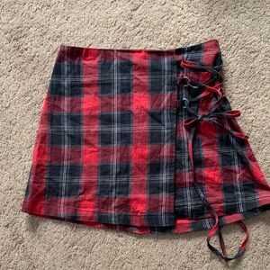 Wild Fable Red and Black Plaid Mini Skirt